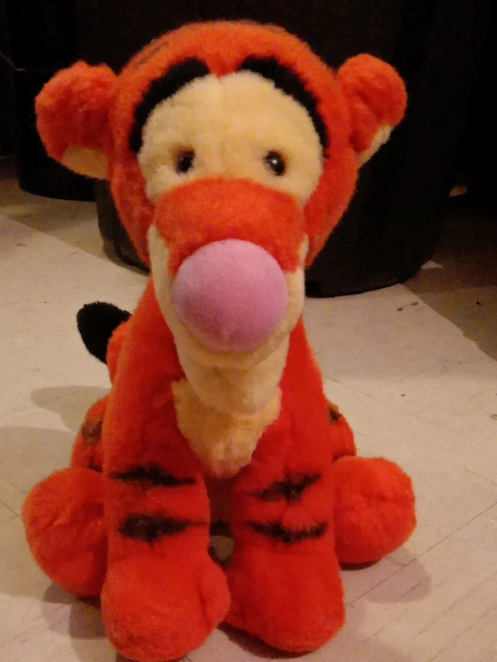 Disney Tigger-Style Plush Dog Toy in Orange, Cream and Pink